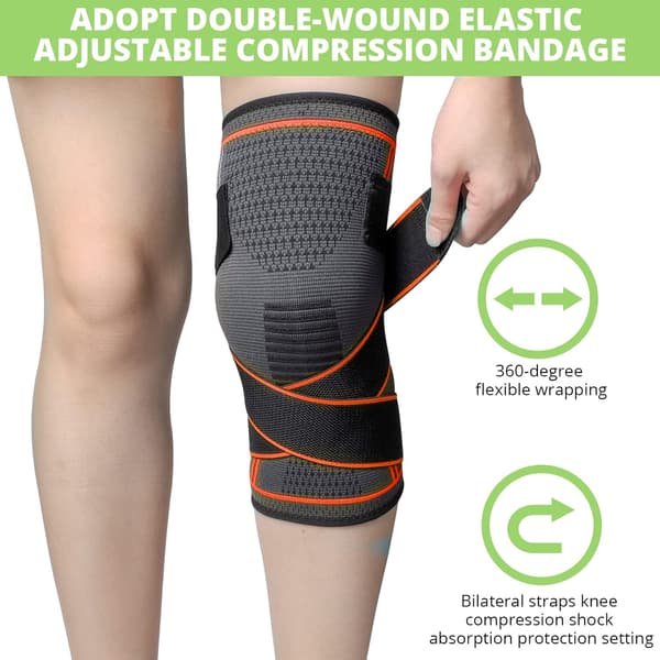 Sport knäskydd, 2-pack XXL orange elastiska justerbara knäskydd