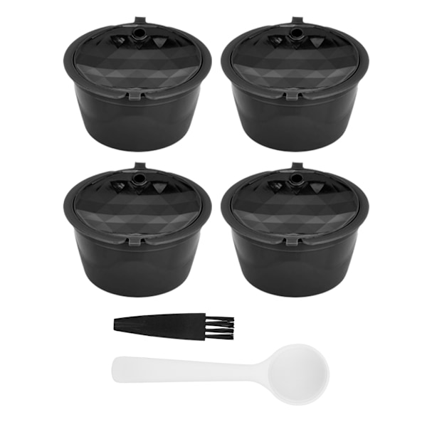 4 stk Genanvendelige Genopfyldbare Kaffe Kapsler Pod Filter Kopper Si Sort