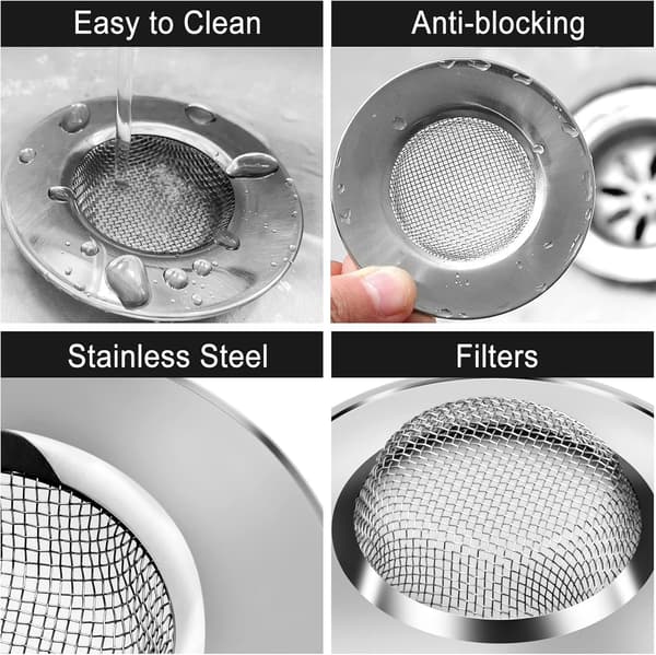 Sett med 2, 6,5 cm vaskfilter i rustfritt stål