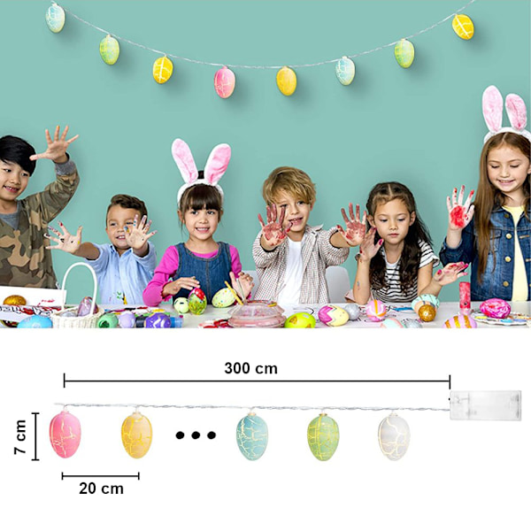 Eggs of Joy: Flerfärgade påskdekorationsslingor, batteridrivna med 20 varmvita LED-lampor, piffa upp dina inom- och utomhusutrymmen för festlig stämning