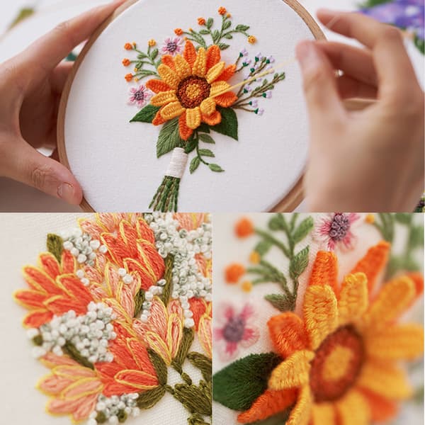 3-delt blomsterbroderisett