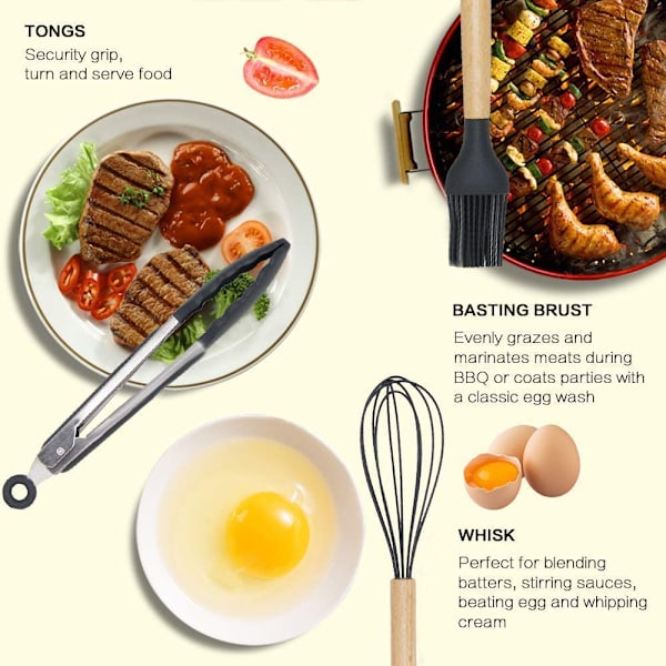 Køkken Køkkenredskaber Sæt, Non-Stick Silikon Madlavning