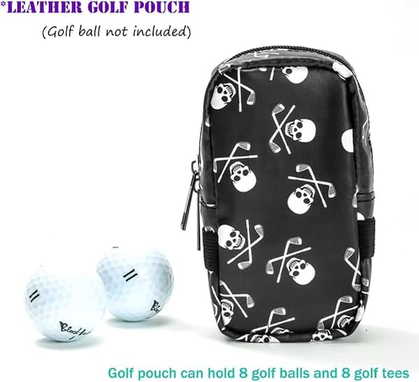Golfbag i läder med döskallemönster, bärbart golfbälte, midjeväska