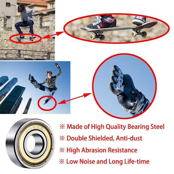 608 ZZ kullager (20 st), 608ZZ metall dubbelskyddade miniatyr