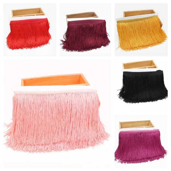 Orange tofs vävd polyester sydd satin spets, används i kläder,
