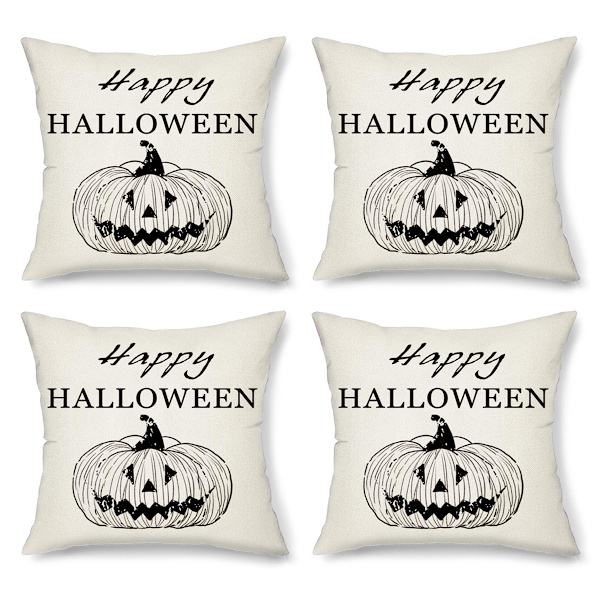 4 stk Halloween Hør Pudebetræk Hjemmevarer Sofa Kontorstol