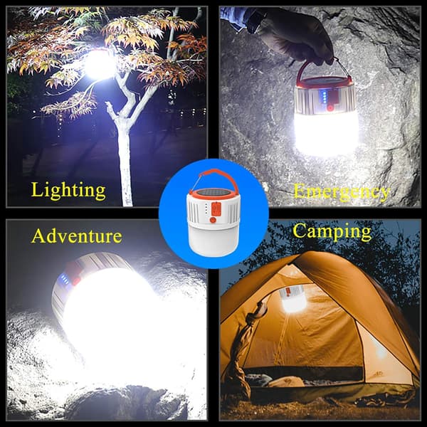 USB Oppladbar Lanterne - Bærbar LED Solar Camping Lanterne Sikkerhet