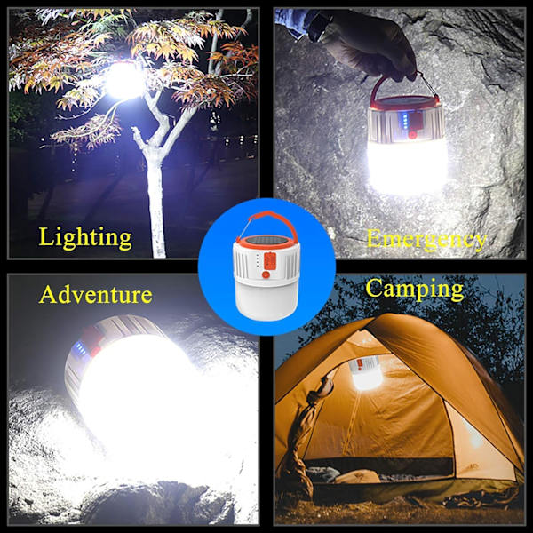 USB Uppladdningsbar Lykta - Portabel LED Solar Campinglykta Säkerhet