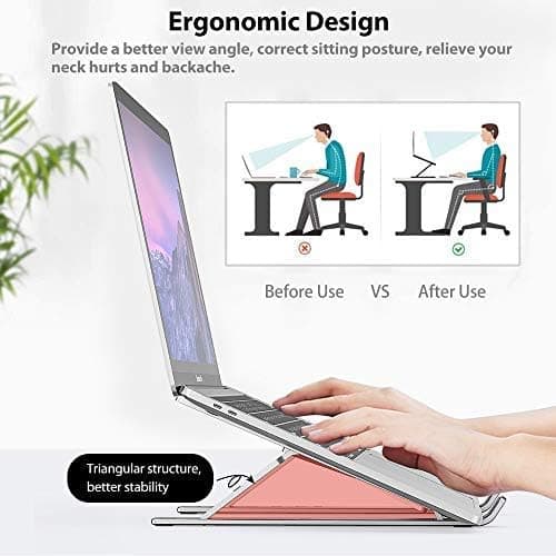 Bærbart computerstativ, ergonomisk designet foldbart stativ til 11-15,6 tommer enheder, aluminiumslegeringsstativ med skridsikker teknologi, køling