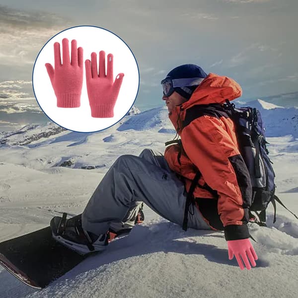 Søde Uldstrikkede Handsker, Moderne Varme Damehandsker, Uld Touchscreen-Handsker Rose red