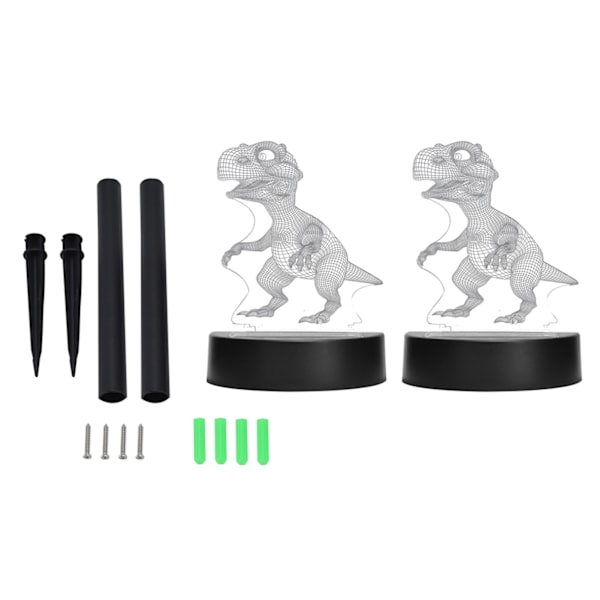 Solcells-dinosaurielampa Dekor 3D Akryl RGB Färgglad Gradient Dinosaurie Nattlampa för Utomhusträdgård
