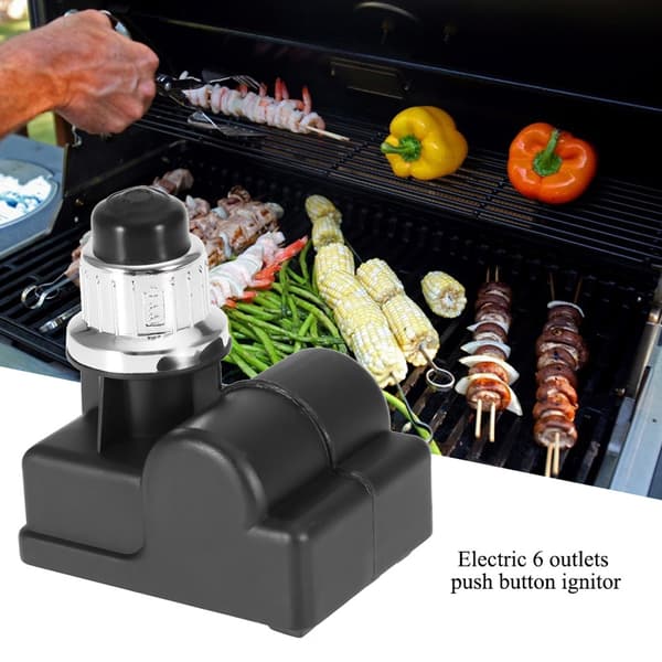 Universal Grill Tænder, Elektrisk 6 Udgangs Gnistsgenerator til Grill, Nem Installation Universal Erstatning til Propan Gasgrill & Bålsted