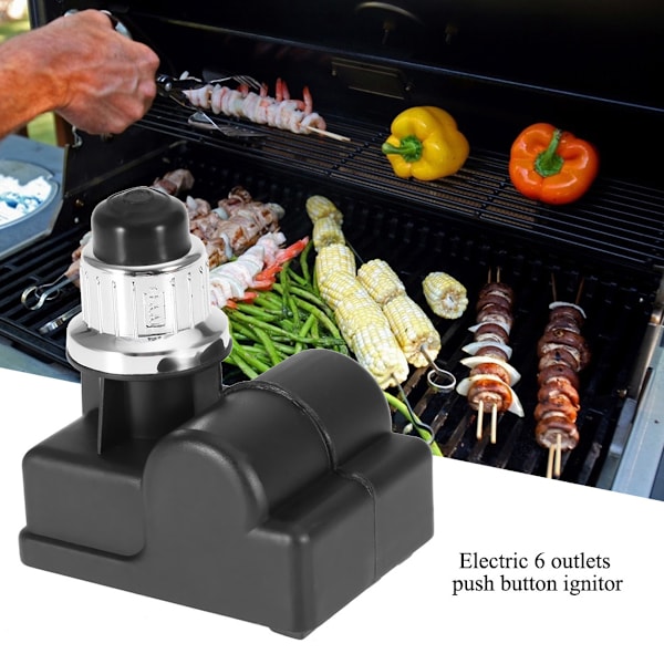 Universal Grilltändare, Elektrisk 6-utgångars Gnistsgenerator för Grill, Enkel Installation Universal Ersättning för Propangasgrill & Eldstad