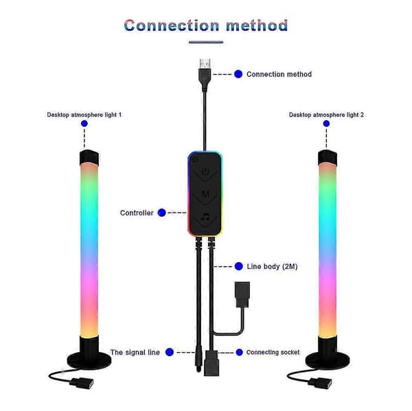 Rgb Lys Bar Gaming Ambient Lys Bluetooth Tv Baggrundsbelysning Led Effekt Med Musik Synkronisering Til Pc Tv Rum