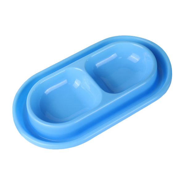 Husdjur Plast Dubbelskål-Blå-Liten 27.5*15.5*3.2cm