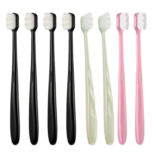 8 delar mjuk tandborste Extra mjuka borstar Manuell mjuk tandborste (svart, vit, rosa, grön)