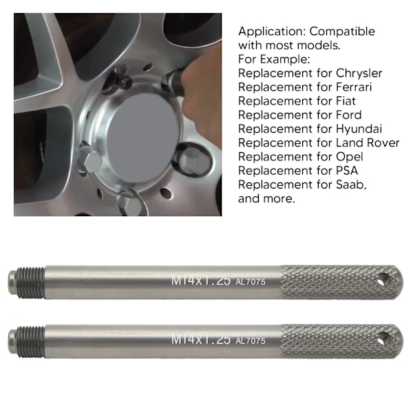 2 stk Hjuljusteringsbolter Hjulhengeren Boltesett Felg Stud Pin Guide Verktøy for Bil Dekk Reparasjon M14 X 1.25