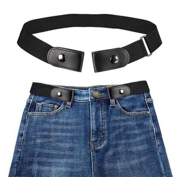 Usynligt elastisk bælte uden spænde til jeans og bukser - Sort