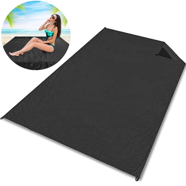 Utendørs piknikteppe, fuktsikkert og sandsikkert, 110*150CM, svart
