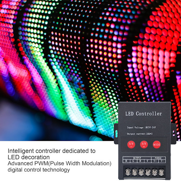 RGB LED Controller PWM Digital til Farverigt Strip Light Projekt med Fjernbetjening 5V‑12V‑24V