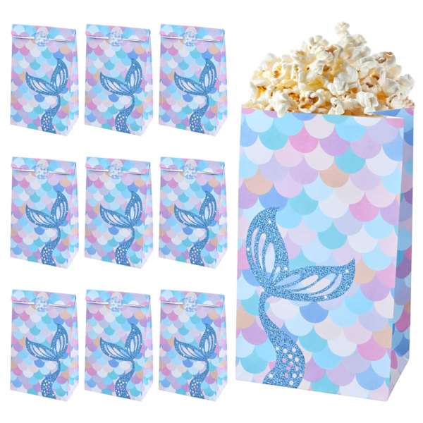 10pcs mermaid theme candy paper bag + 10pcs stickers