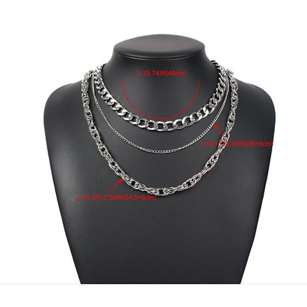 Punk Hip Hop Halsband, Gratis och Casual, Silver