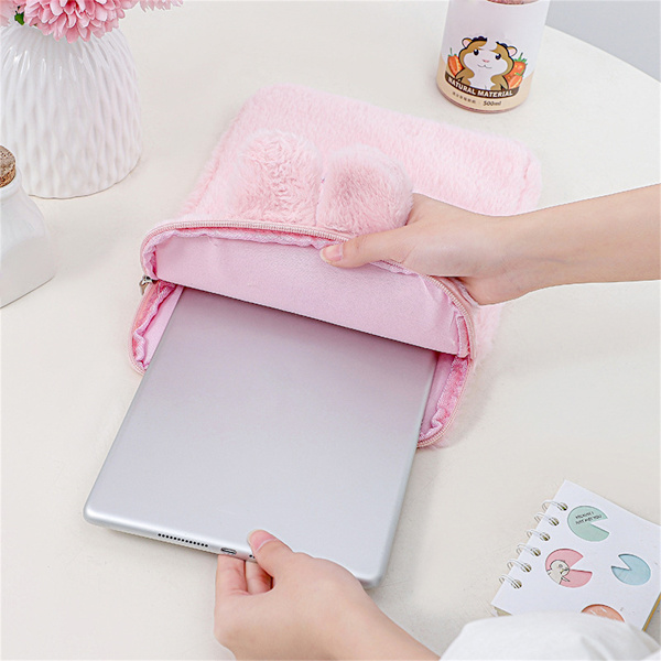 Tabletin suojakotelo, söpö piirretty vetoketjullinen, naarmuuntumaton tabletin säilytyskotelo 9,7 tuuman, 10,5 tuuman ja 11 tuuman tableteille, vaaleanpunainen