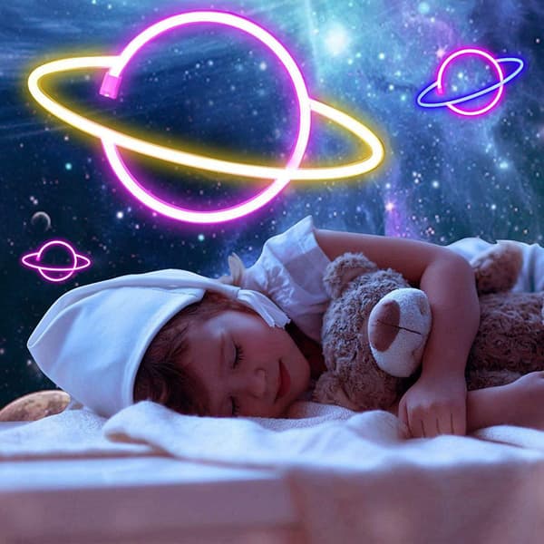 LED Neonljusskylt Planet Nattlampor USB-Kontroll Dekorativ Ma