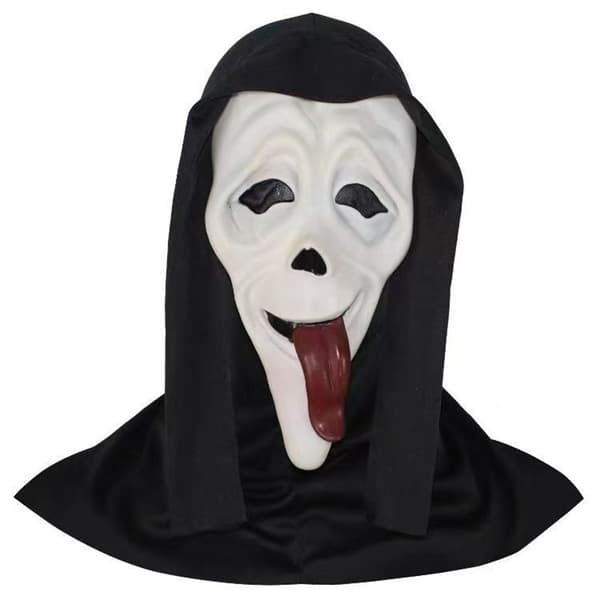 Hvit Halloween Spøkelsesmaske med Tunge
