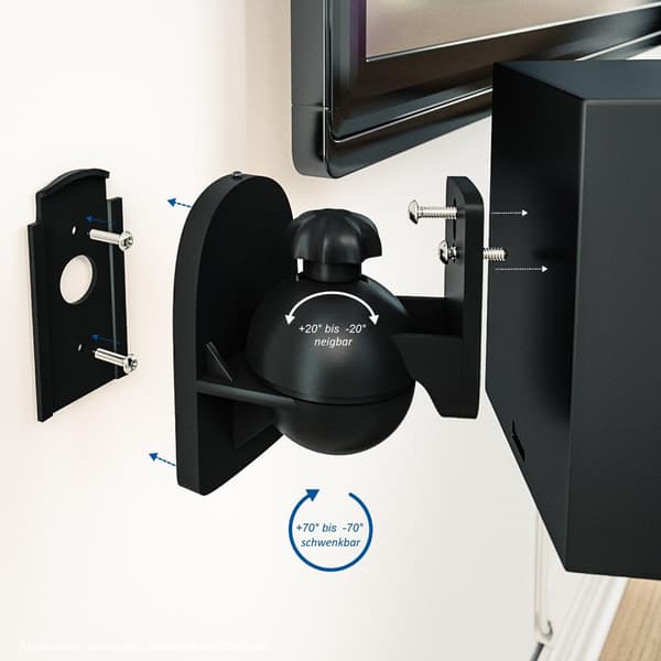 2X Universellt Högtalarväggfäste Box Fixering Rotation + Tilt Resi