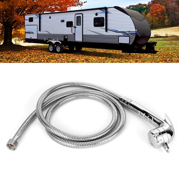 Caravan Yttre Duschmunstycke Vattenförsörjning Duschhuvud Rostfritt Stål Med 1,5m Slang 1/2 Gänga
