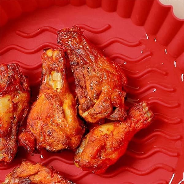 8,5 tommer Airfryer Silikonegryde Runde Foringer - Genanvendelige Airfryer Kurv Foringer Tilbehør Blå