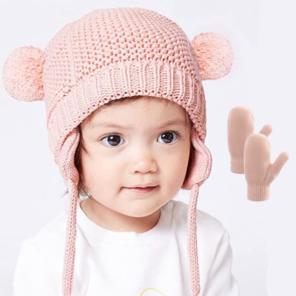 1 set Baby Mössa Söt Björn Småbarn Öronlapp Mössa Varm för Höst Vinter