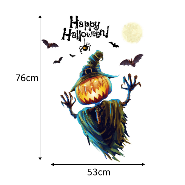 3 stk Halloween gresskar-vindudekals, avtagbare