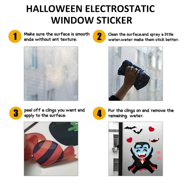 Halloween-dekorasjoner Vindudekaler, knask eller knep