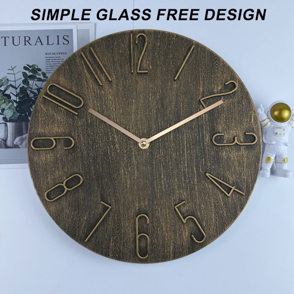 Väggklocka tyst-rund lättläst-modern minimalistisk stil dekorativ klocka*30cm