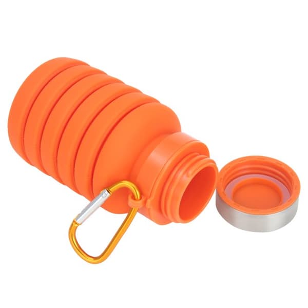 550ml Orange och Silver Silikon Vattenflaska med Bred Munlock