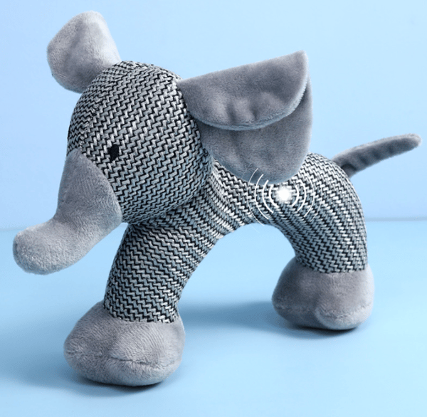 Elefant, hundleksak i linne, hundplyschleksak, bitresistent interaktiv