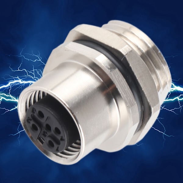M12‑B‑S5 Panelmonteret Stikkontakt M12 IP67 Vandtæt Stik 5-polet Stikadapter