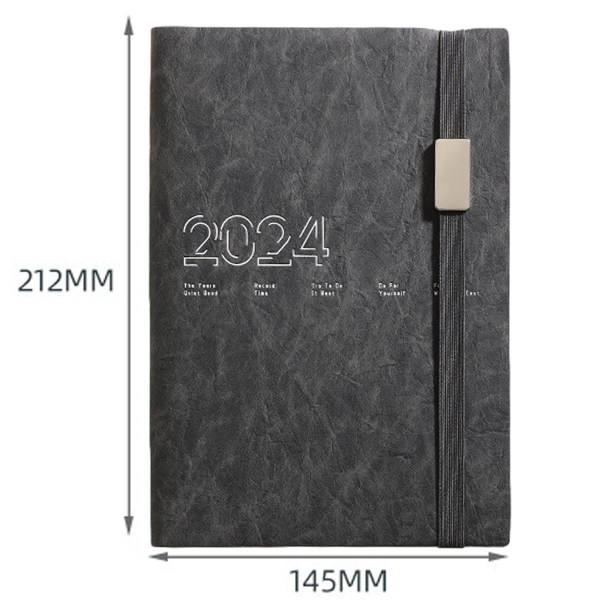2024 Notesbog A5 Planner - 365 Dages Planner, Helligdage, Kontakter