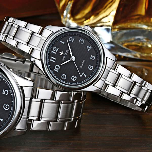 Mænds Ure Letlæseligt Armbåndsur med Rustfrit Stål Rem Vandafvisende Kalender