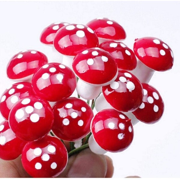 50 stycken Mini Resin Svamp Miniatyr, Figuriner Trädgård