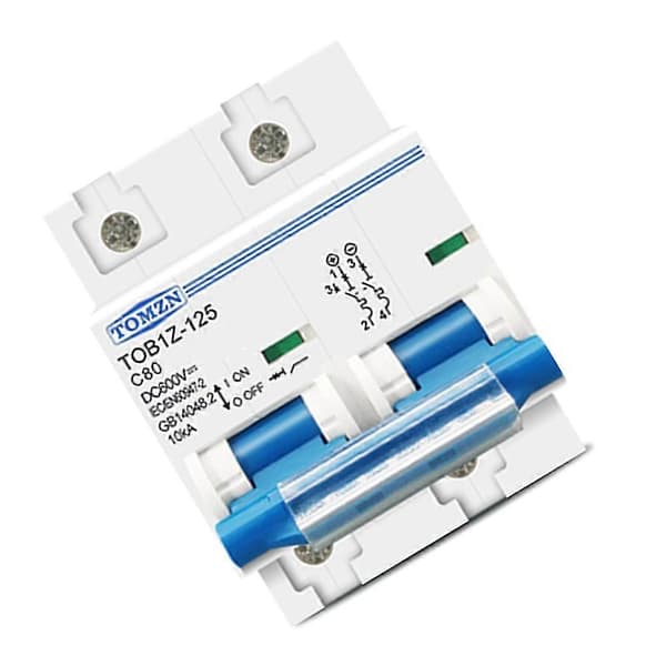 Tomzn 2p Dc Mcb 600v Effektbryter Kompatibelt PV-system C Kurve Batteri Hovedbryter, 80a