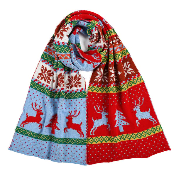 Vinter Jul älg scarf Varm snö geometrisk sjal stickad lång tjock scarf red
