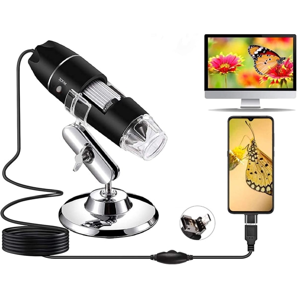 WiFi USB digitalt mikroskop, 1080P HD 2MP kamera, 50x till 1000x