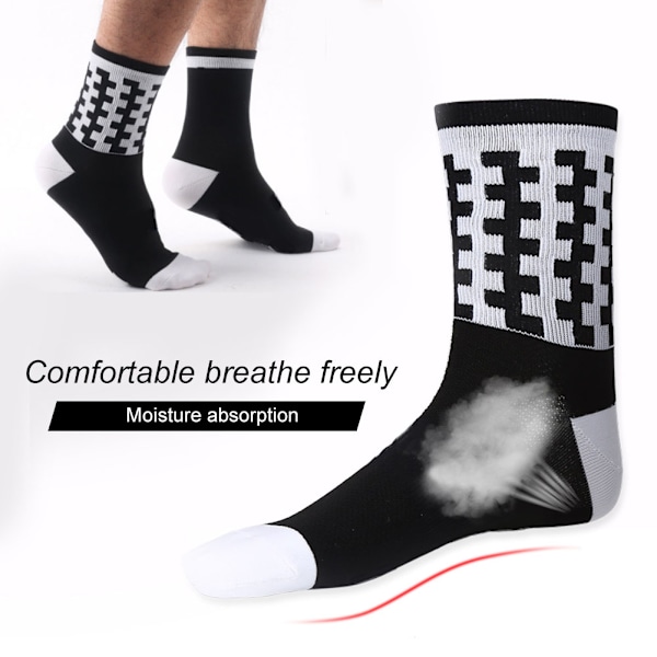 Unisex Utomhus Varma Hållande Andningsbara Mjuka Anti-svett Strumpor Basketboll (Svart)