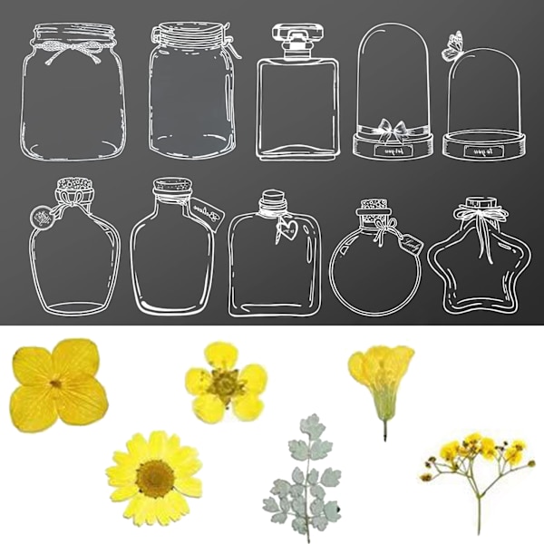 52 stk. transparente tørrede blomster bogmærker
