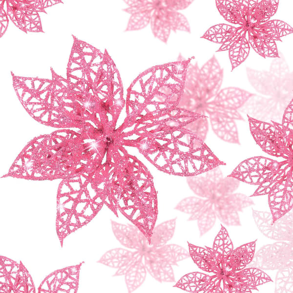 24 st Glitter Julstjärna Julgransprydnad Julblomma Dekor Prydnad