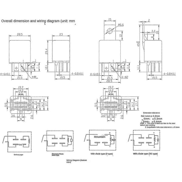 5 stk. 40 amp 24V Bil A/C Relæ Blæserrelæ og Ledningsnet 14 Awg Ledninger 4-benet Automobil