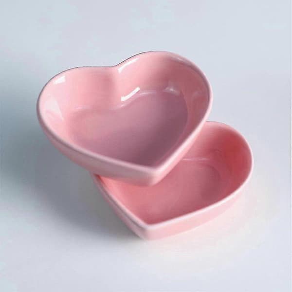 Hjärtformade keramiska skålar, set om 6 Pink